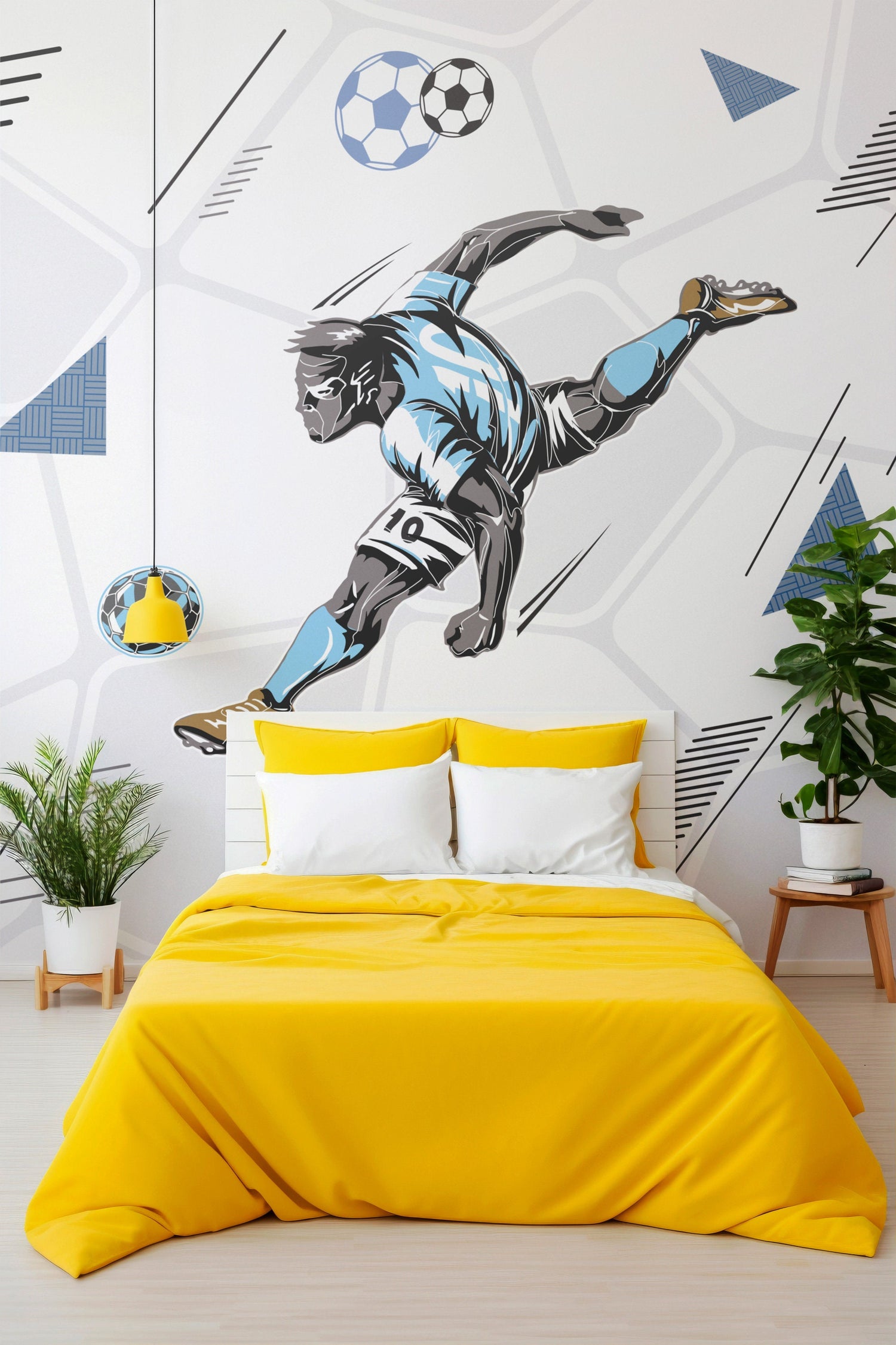 Sports Wallpaper, Football Wall Mural, Sports Peel Stick, Nursery Wall Mural, Kid Room Decor, Soccer Themed Wallpaper, removable wallpaper