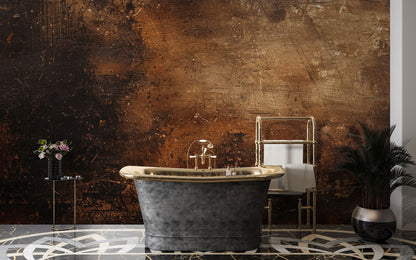 Rustic Grunge Decor, Copper Concrete Textured Wallpaper, Old Rusty Wallpaper, Abstract Peel Stick Wallpaper, Dark Copper Murals