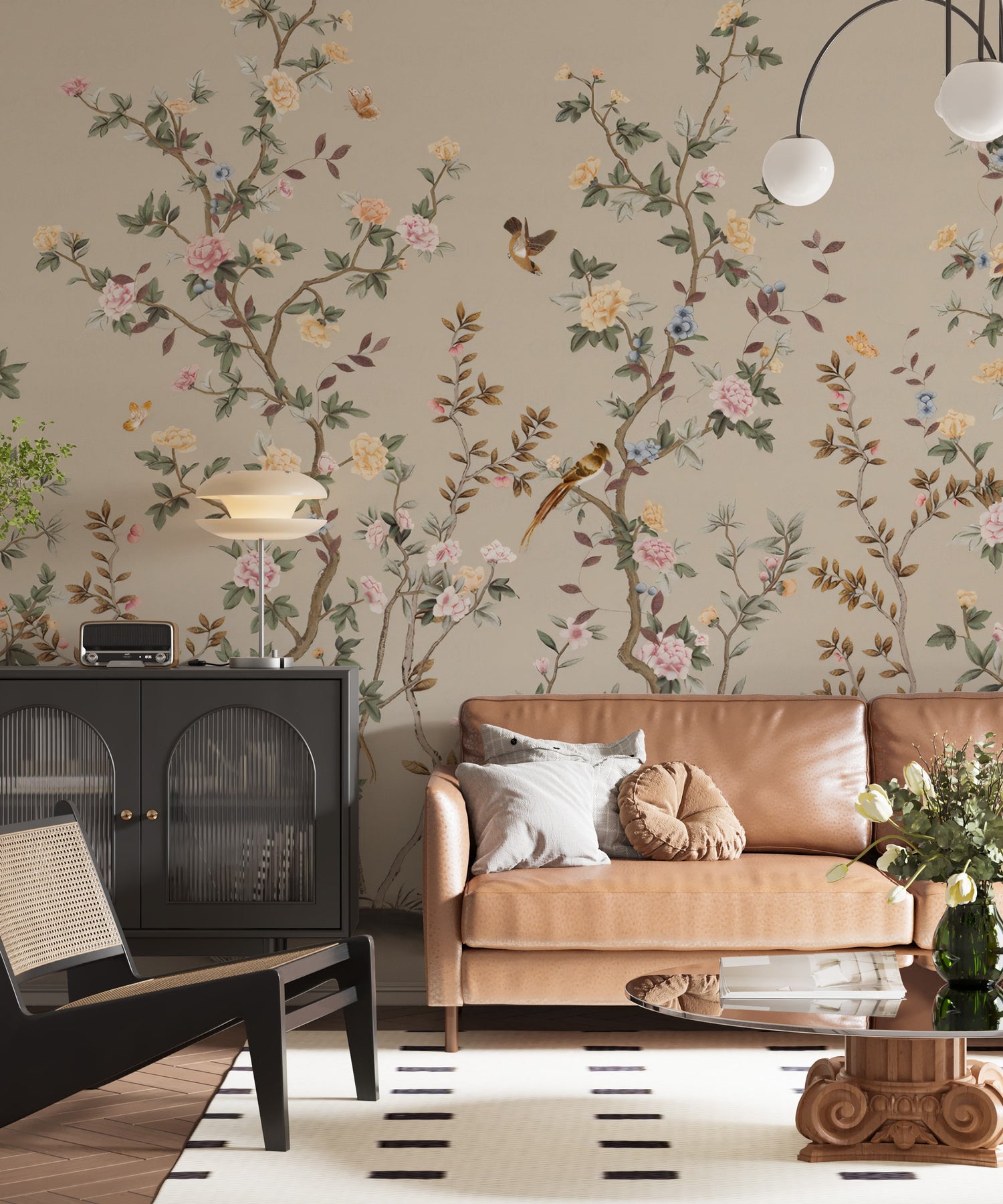 Avignon Chinoiserie Wall Mural, Peel and Stick Wallpaper Removable, Classic Bird Floral Wallpaper, Home Decor