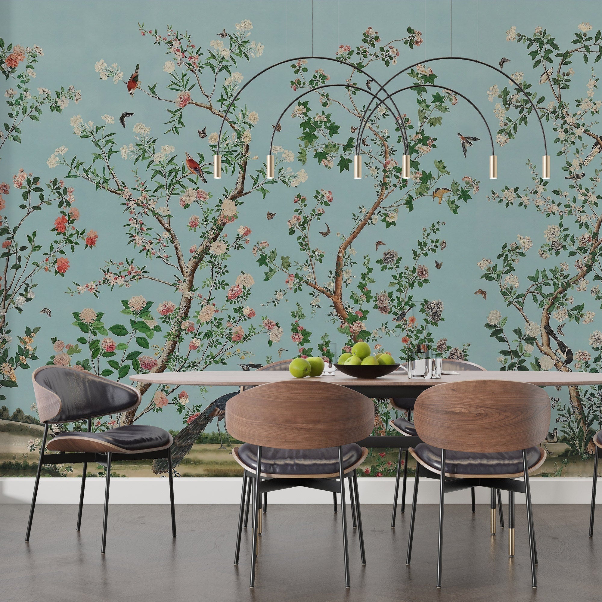 Chinoiserie Wallpaper, Peel and Stick or Non-Woven Wallpaper Mural, Hand Painted Chinoiserie Wallpaper, Beautiful Exotic Chinoiserie