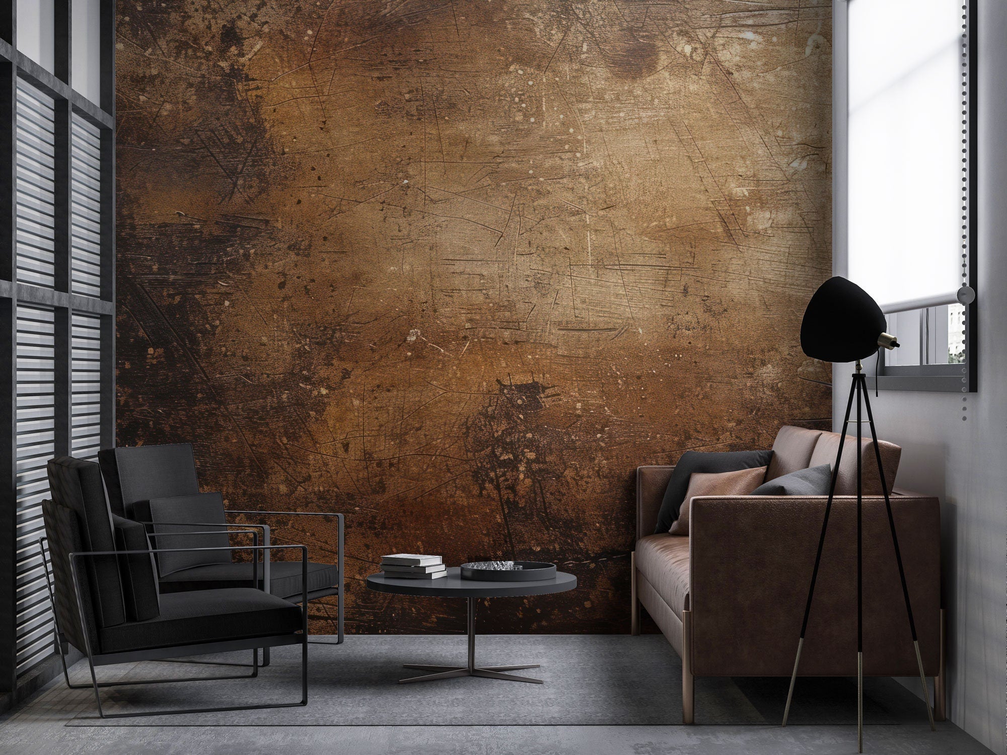 Rustic Grunge Decor, Copper Concrete Textured Wallpaper, Old Rusty Wallpaper, Abstract Peel Stick Wallpaper, Dark Copper Murals