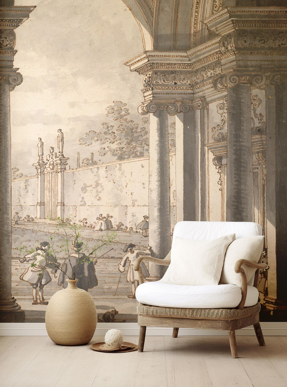 Colonnaded Palace Wallpaper, Canaletto - View Through a Baroque Colonnade, Home Decor, Wall Art, Ancient Roman Wall Mural