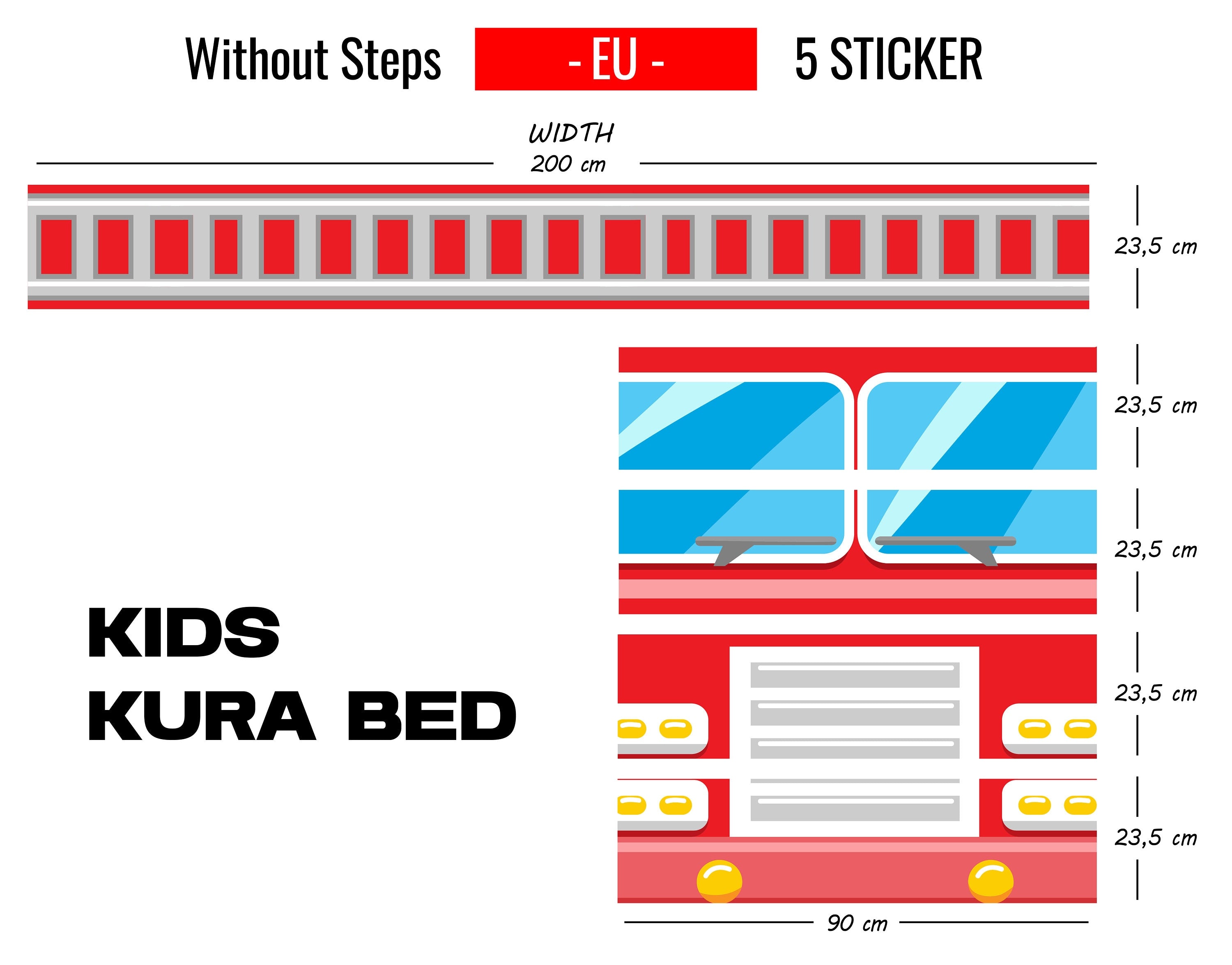 Fire Truck Kura Bed Sticker, Ikea Kura Bed Decals for Boys Bedroom, Peel and Stick Furniture Bed Decals for Kids Room Decor