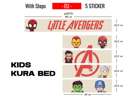 Super Heroes Kura Bed Sticker, Avengers Kids Kura Bed Sticker, Peel and Stick Furniture Bed Decals for Kids Room Decor, Nursery Room Decor