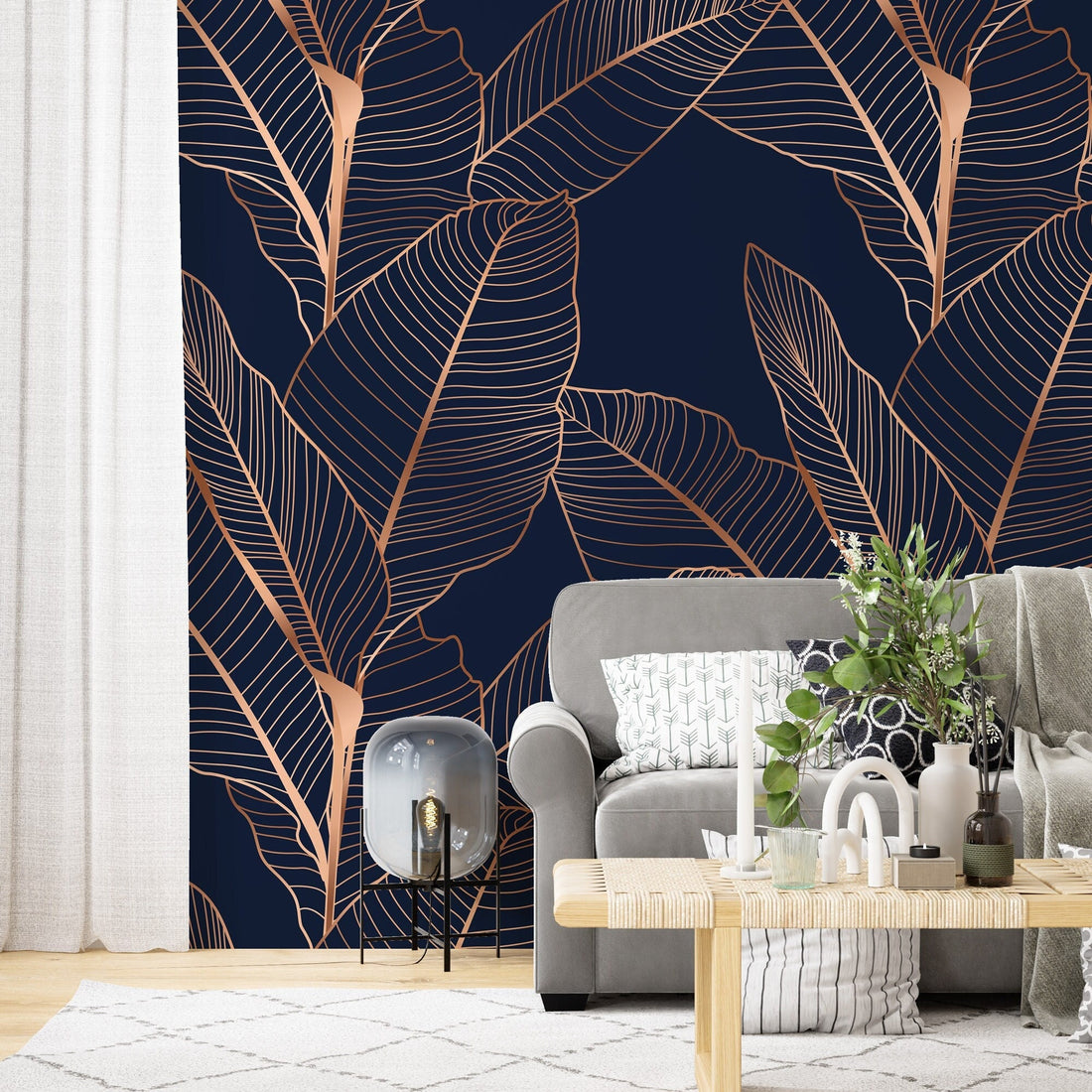 Dark Floral Wallpaper, Gold Leaf Peel and Stick Wallpaper, Leaves Wall Mural, Removable Wallpaper, Home Decor, Printable Wall Art Room Decor