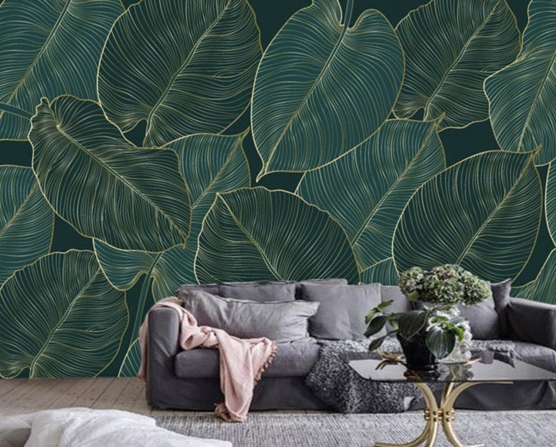 Wall Murals Philodendron Leaves, Dark Green Monstera Leaves, Floral Wallpaper, Living Room Decor, Peel and Stick Wallpaper, Kitchen Decor