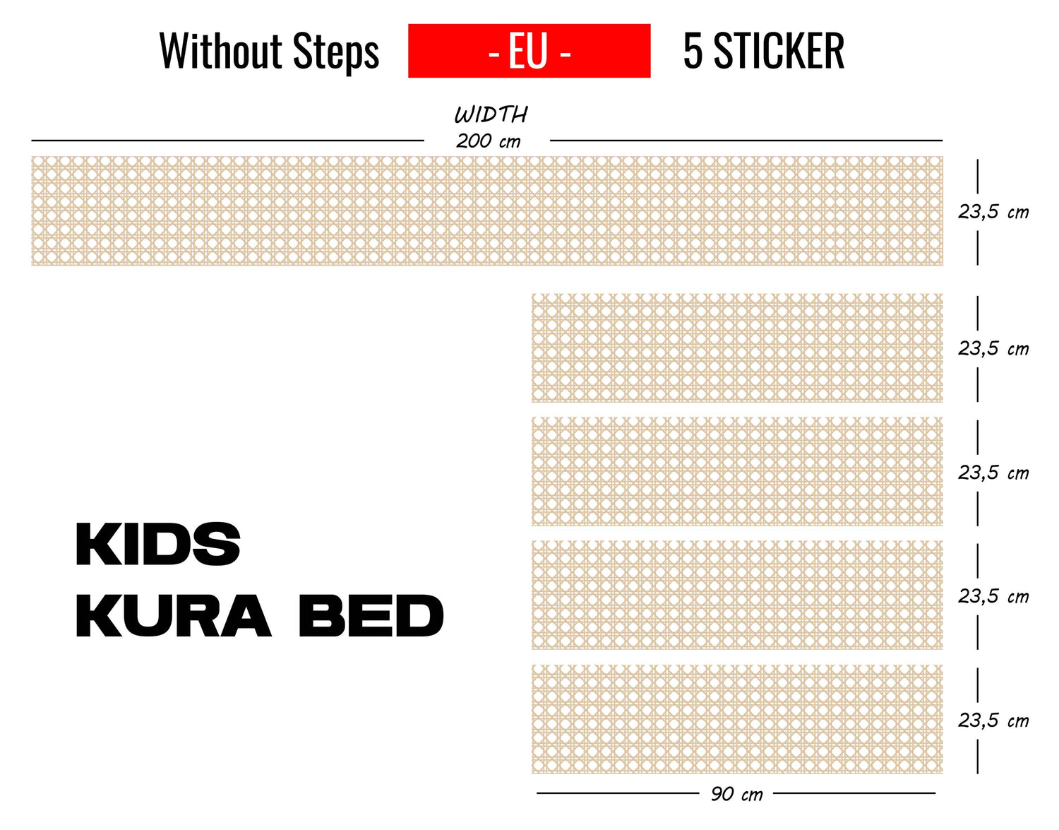 Wicker Kura Bed, Pretty Decals, Ikea Kura Bed Decals for Boys Bedroom, Peel and Stick Furniture Bed Decals for Kids Room Decor