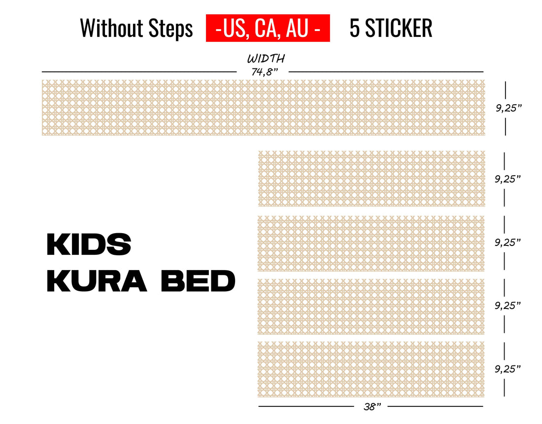 Wicker Kura Bed, Pretty Decals, Ikea Kura Bed Decals for Boys Bedroom, Peel and Stick Furniture Bed Decals for Kids Room Decor