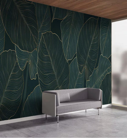 Wall Murals Philodendron Leaves, Dark Green Monstera Leaves, Floral Wallpaper, Living Room Decor, Peel and Stick Wallpaper, Kitchen Decor