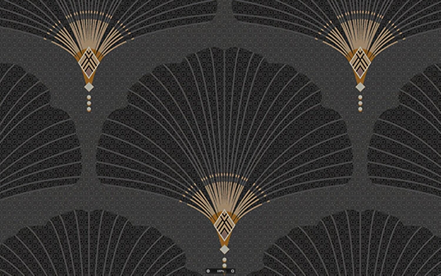 Art Deco Wallpaper, Palm Leaf Wallpaper, Black and Brown Mural