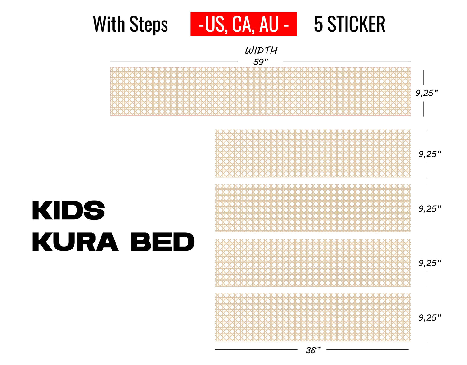 Wicker Kura Bed, Pretty Decals, Ikea Kura Bed Decals for Boys Bedroom, Peel and Stick Furniture Bed Decals for Kids Room Decor