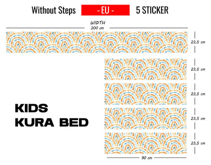 Rainbow Pattern  Kura Bed Sticker, Pattern Wall Decals , Peel and Stick Furniture Bed Decals for Kids Room Decor, Nursery Room Decor