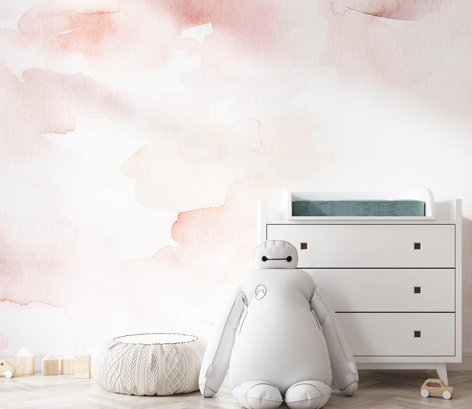 Pink Cloud Wallaper, Peel and Stick, Abstract Removable Wallpaper, Nursery Girl Room Decor, Wallpaper Mural, Kid Wallpaper