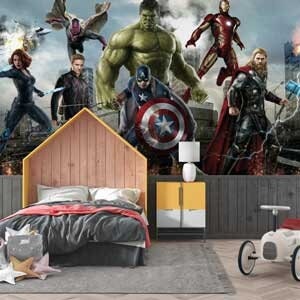 Super Heroes and Hulk Wallpaper , Avengers Wallpaper, Marvel Mural For Boy Kids Room , Nursery Mural, Peel and Stick Mural, Play Room Mural