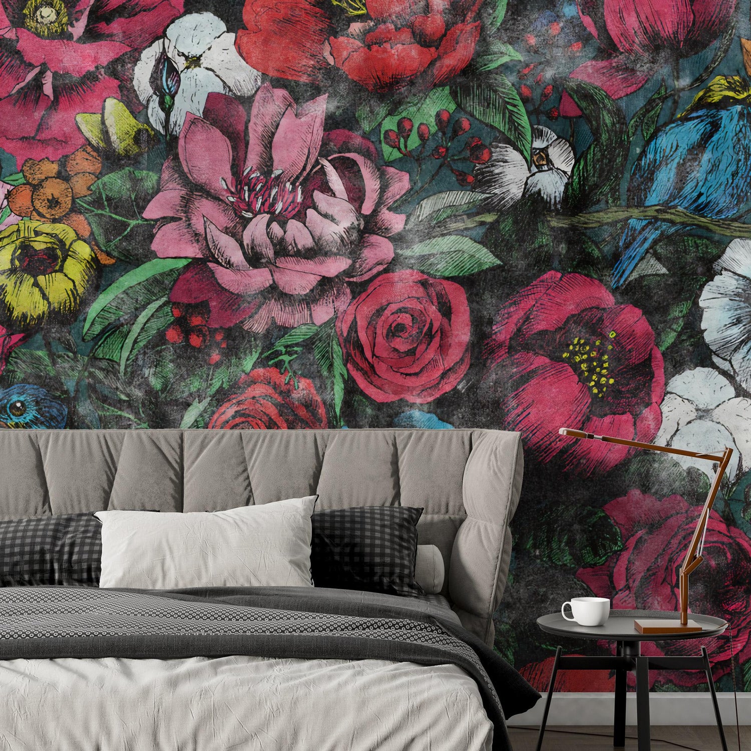 Peony Wall Mural, Rose Wallpaper Peel and Stick, Home Decor, Remove Self Adhesive Wallpaper, Floral Wallpaper, Living Room Bedroom