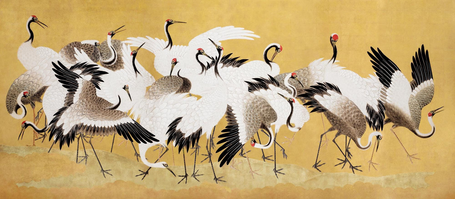 Heron Wallpaper 3D, Removable Peel and Stick Mural, Chinoiserie Art Wallpaper, Japanese Crane Wall Mural, Home Decor