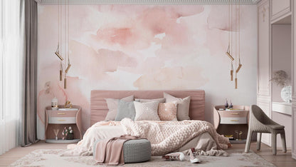 Pink Cloud Wallaper, Peel and Stick, Abstract Removable Wallpaper, Nursery Girl Room Decor, Wallpaper Mural, Kid Wallpaper