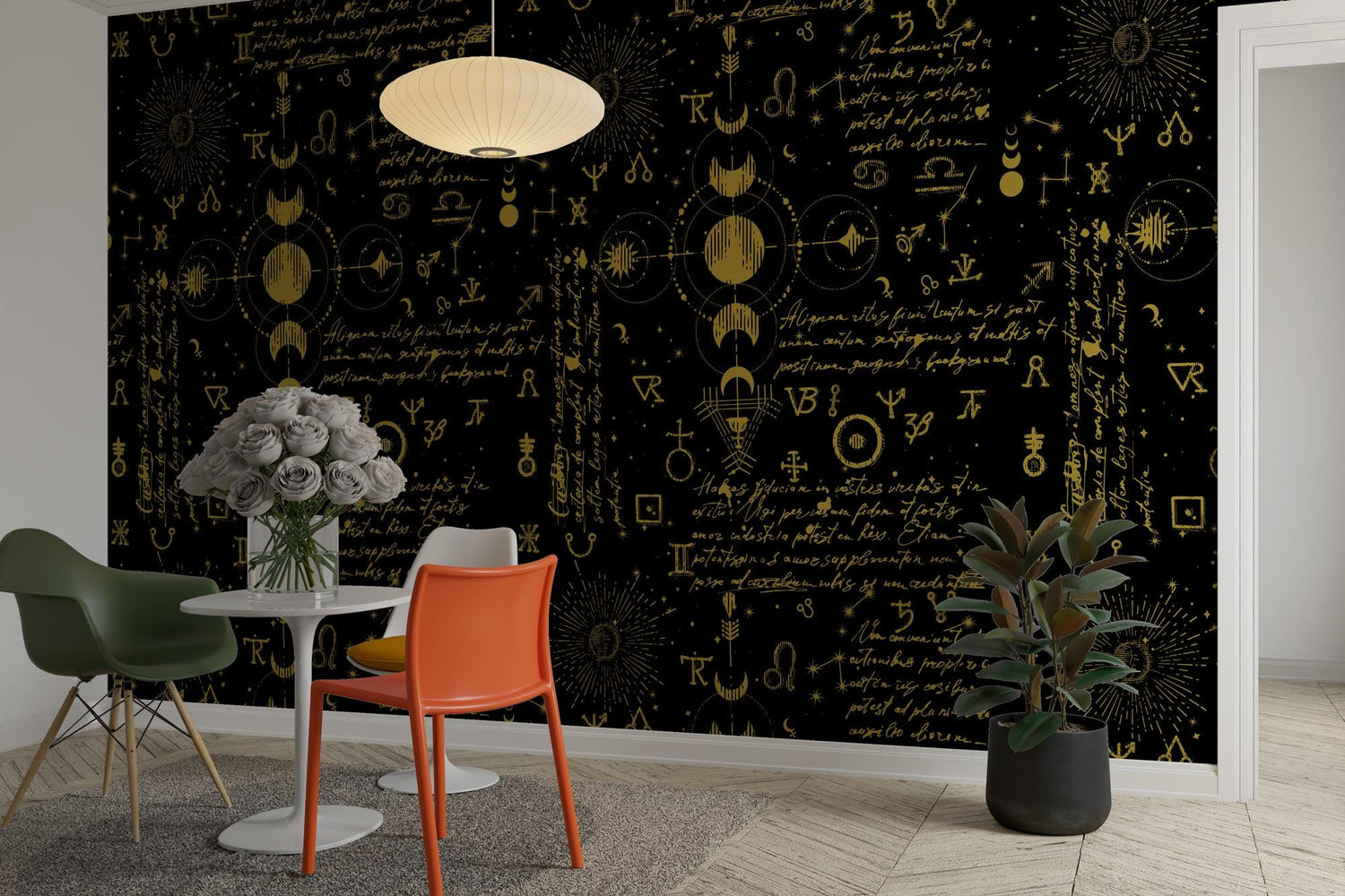 Occult Background Wallpaper, Peel and Stick Wallpaper, Seamless Pattern Wall Mural, Dark Astrology Wallpaper Moon And Sun, Home Decor