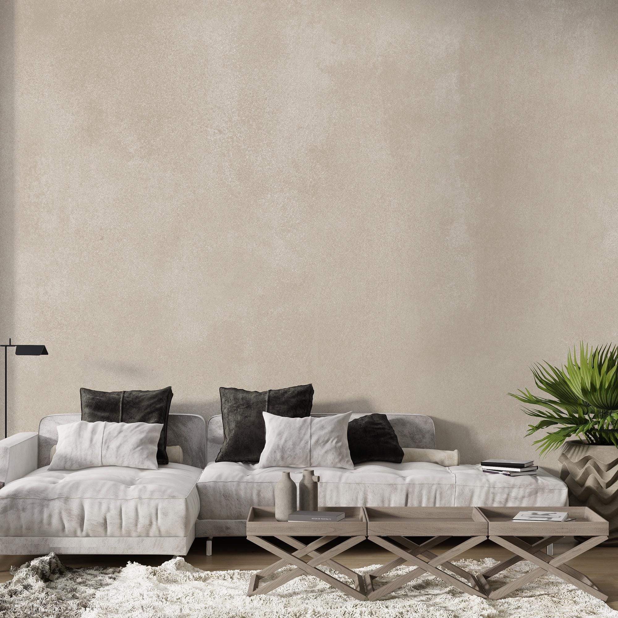 Texture Mural Wallpaper, Beige Concrete Wallpaper, Limewash Wallpaper, Peel and Stick Wallpaper, Home Decor, Living Room