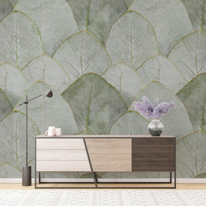 Green Floral Wallpaper, Leaf Pattern Wall Mural, Peel and Stick, Spring Backround Wallpaper, Elegant Eucalyptus, Home Decor