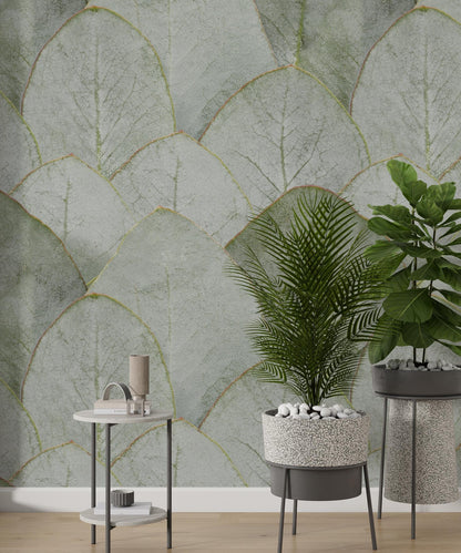 Green Floral Wallpaper, Leaf Pattern Wall Mural, Peel and Stick, Spring Backround Wallpaper, Elegant Eucalyptus, Home Decor