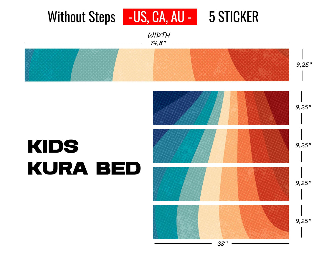 Colorful Strips Kura Bed Decal, Rainbow Pattern Kura Bed Sticker, Peel and Stick Furniture Bed Decal for Kids Room Decor, Nursery Room Decor