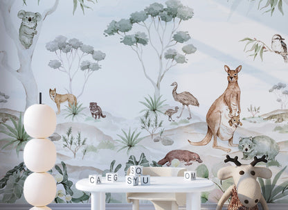 Wild Animals in Tropical Forest Wallpaper, Children Wall Mural, Wild Life Forest Wallpaper, Kids Wallpaper Peel and Stick, Nursery Wallpaper