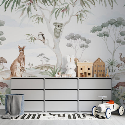 Wild Animals in Tropical Forest Wallpaper, Children Wall Mural, Wild Life Forest Wallpaper, Kids Wallpaper Peel and Stick, Nursery Wallpaper