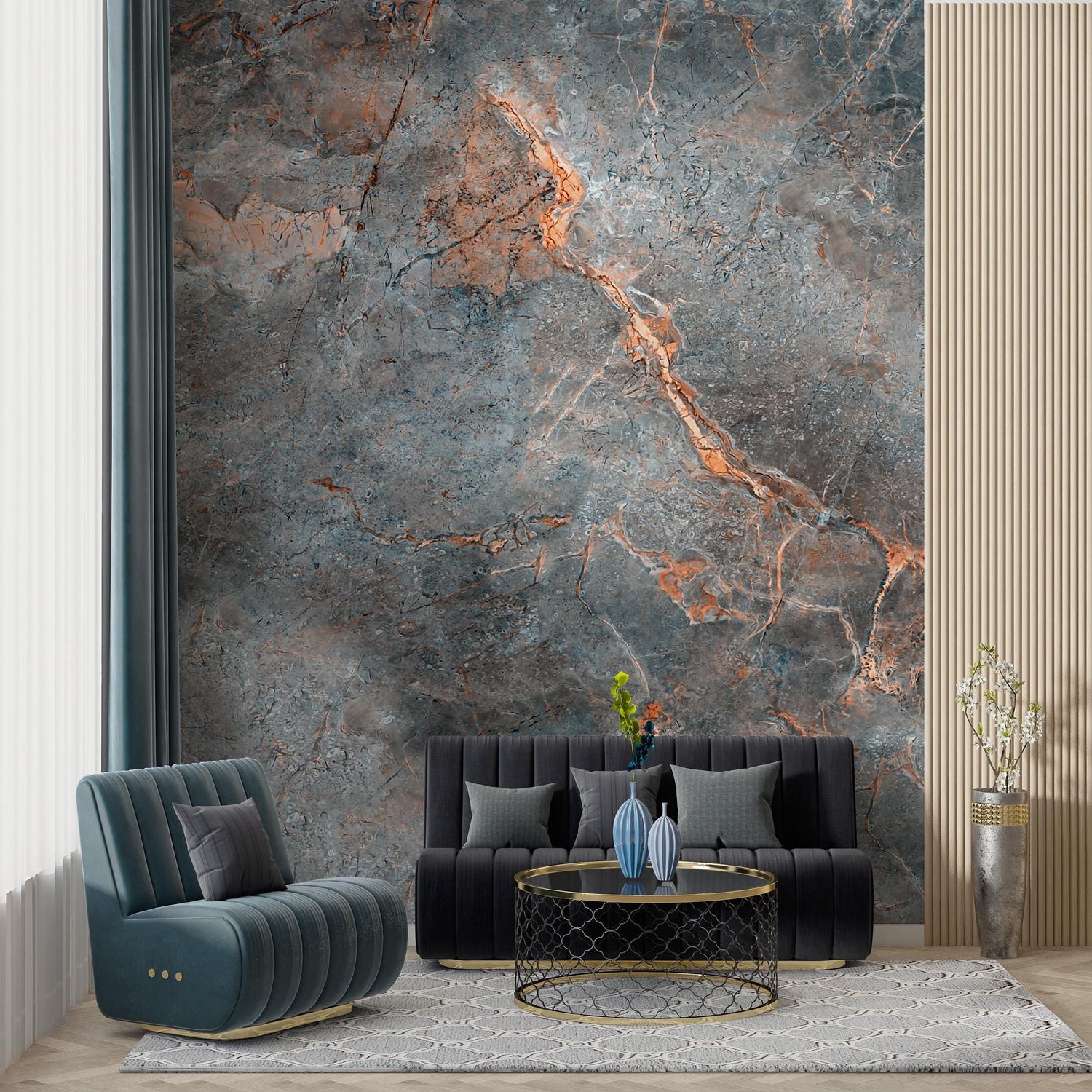 Peel and Stick Marble Wallpaper, Concrete Wall Mural, Luxury Gray Marble Wallpaper, Design Wallpaper, Home Decor