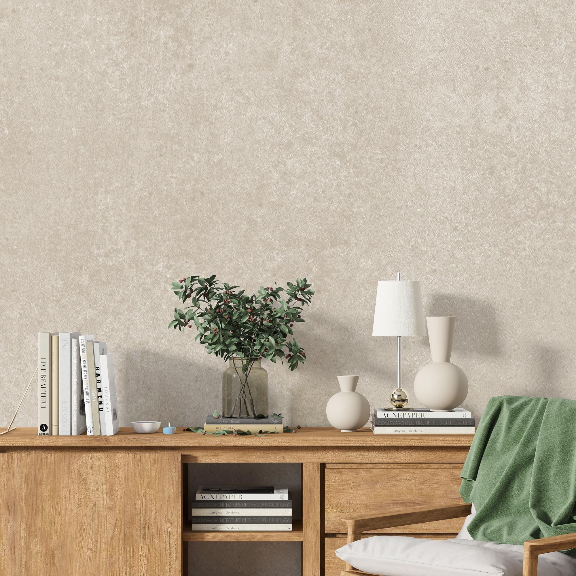 Texture Mural Wallpaper, Beige Concrete Wallpaper, Limewash Wallpaper, Peel and Stick Wallpaper, Home Decor, Living Room