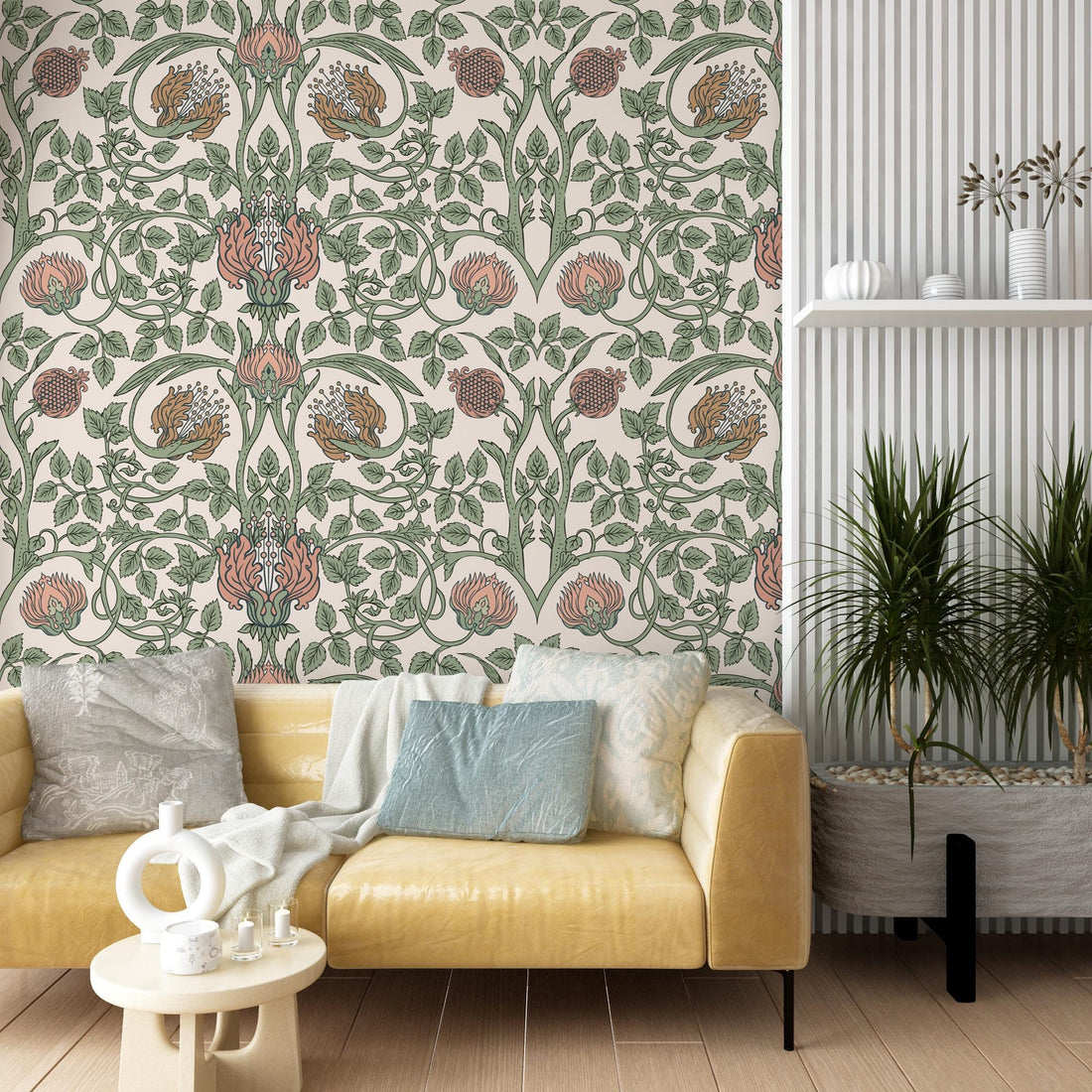 Vintage Flower Pattern Retro Wallpaper, Floral Peel and Stick Wallpaper, Home Decor, Removable Wallpaper, Wall Mural, Temporary Wallpaper