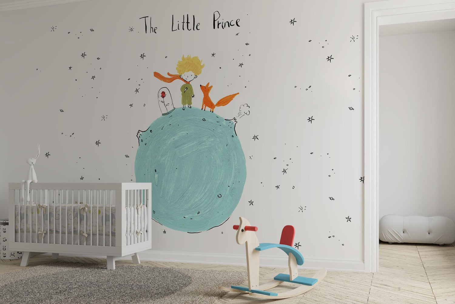 Little Prince Wallpaper, Peel and Stick Mural, Wall Decoration Removable Mural, For Kids Wallpaper , Nursery Wall Decor, Newborn Baby Mural