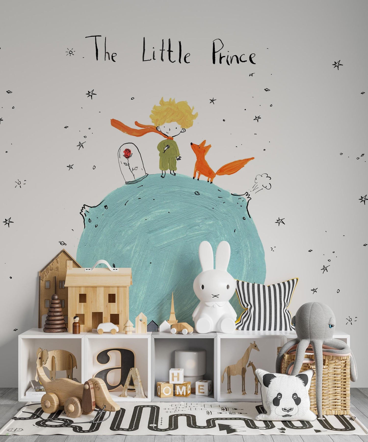 Little Prince Wallpaper, Peel and Stick Mural, Wall Decoration Removable Mural, For Kids Wallpaper , Nursery Wall Decor, Newborn Baby Mural