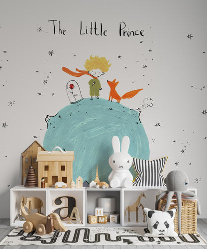 Little Prince Wallpaper, Peel and Stick Mural, Wall Decoration Removable Mural, For Kids Wallpaper , Nursery Wall Decor, Newborn Baby Mural