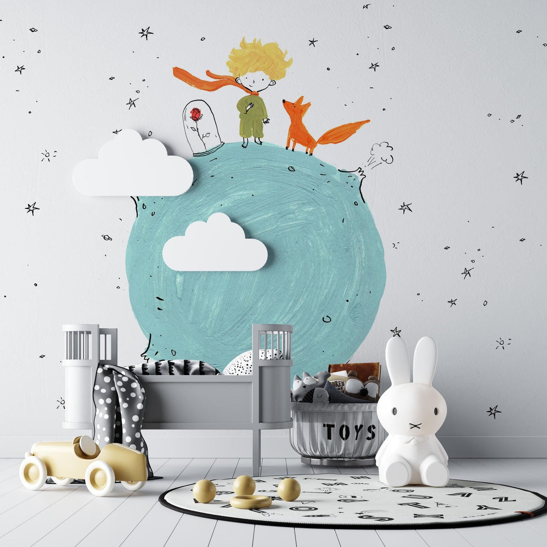 Little Prince Wallpaper, Peel and Stick Mural, Wall Decoration Removable Mural, For Kids Wallpaper , Nursery Wall Decor, Newborn Baby Mural