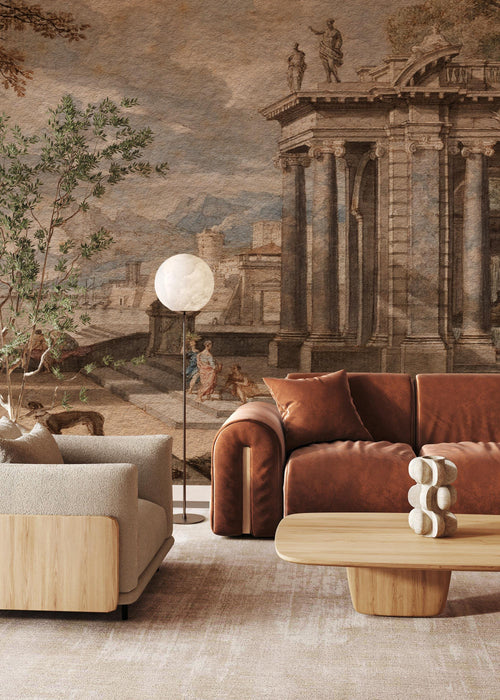 Ancient Rome Scenic Wallpaper: Vintage Oil Painting, Peel and Stick