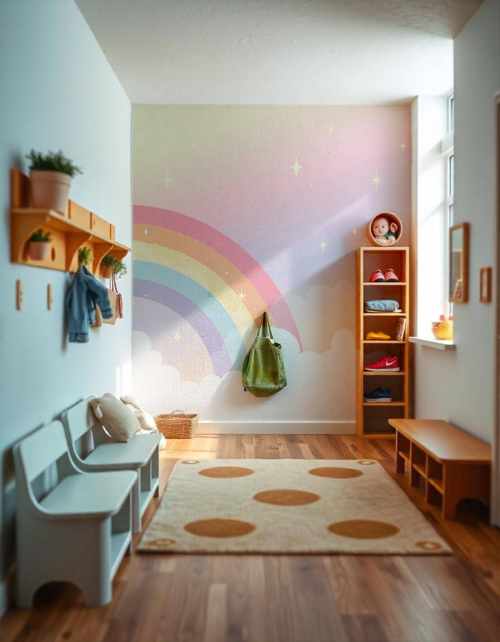 Rainbow Nursery Wallpaper: Peel and Stick Kids Room Decor - View 5