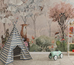 Woodland Animals Peel and Stick Wallpaper, Kids Forest Nursery Mural, Renter Friendly Decor - View 4