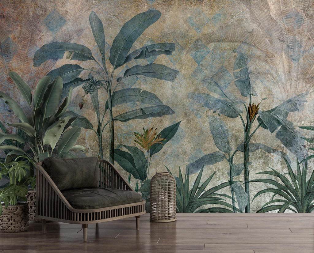 Tropical Palm Tree Wallpaper: Peel and Stick Jungle Wall Mural, Customizable - View 5
