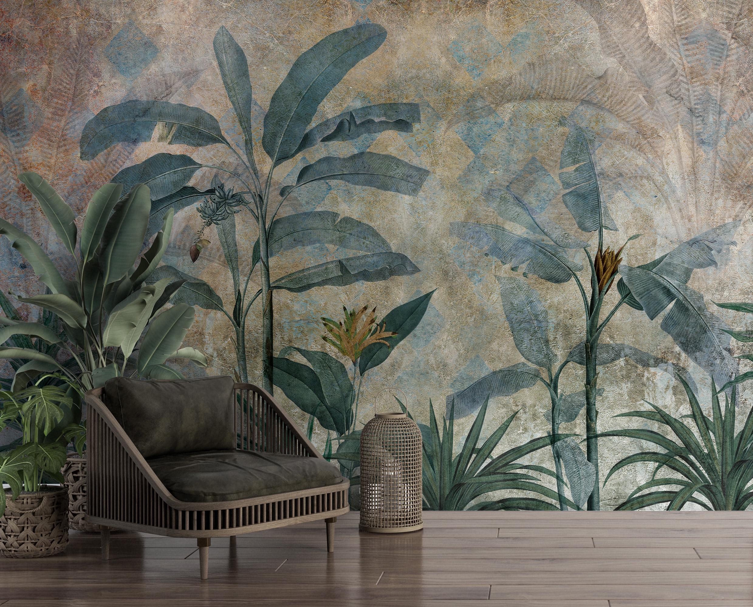 Tropical Palm Tree Wallpaper: Peel and Stick Jungle Wall Mural, Customizable - View 5