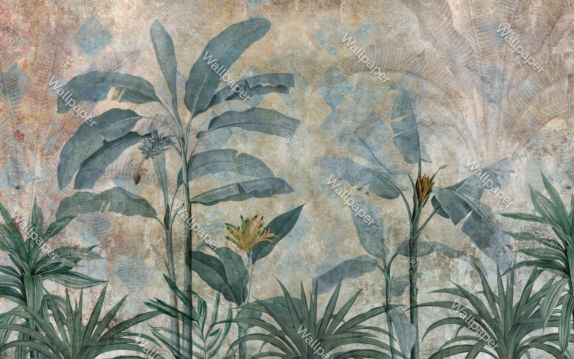 Tropical Palm Tree Wallpaper: Peel and Stick Jungle Wall Mural, Customizable - View 6