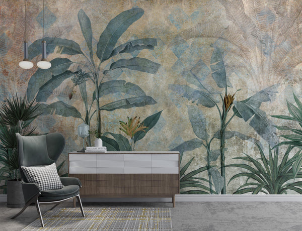 Tropical Palm Tree Wallpaper: Peel and Stick Jungle Wall Mural, Customizable