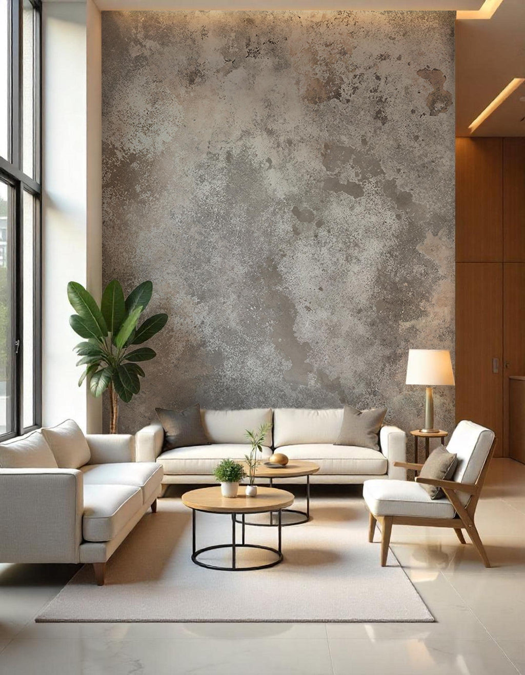 Concrete Texture Wallpaper: Stucco Look Wall Mural, Peel and Stick - View 2