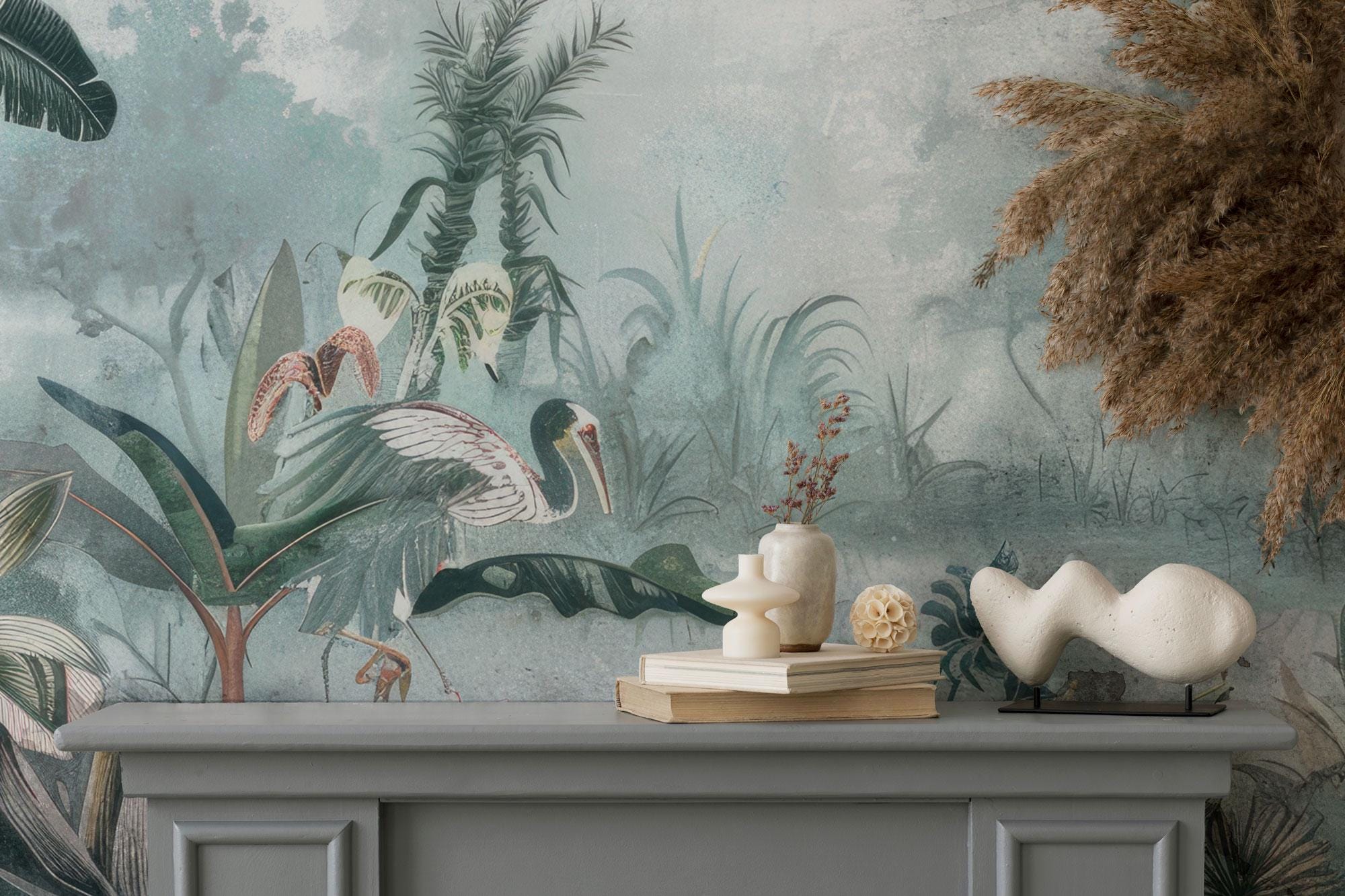 Tropical Rainforest Wallpaper: Peel and Stick Floral Wall Mural - View 3