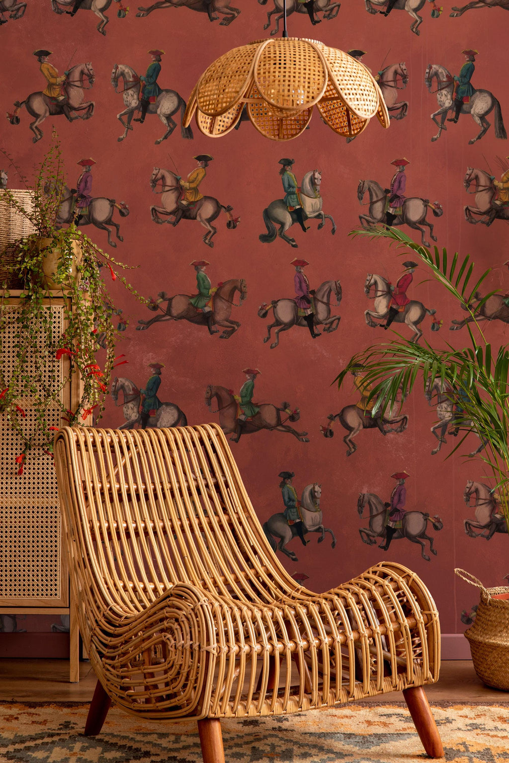Red Cowboy Wallpaper: Equestrian Peel and Stick Wall Mural - View 4