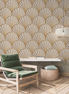 Gold Geometric Wallpaper: Seamless Peel and Stick Wall Mural - View 2
