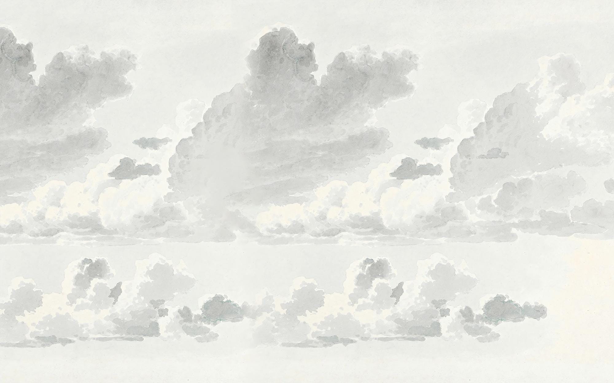 Gray Sky Clouds Peel and Stick Wall Mural: Minimalist Nursery Wallpaper - View 3