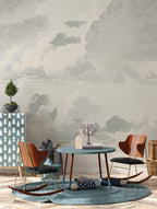 Gray Sky Clouds Peel and Stick Wall Mural: Minimalist Nursery Wallpaper - View 2