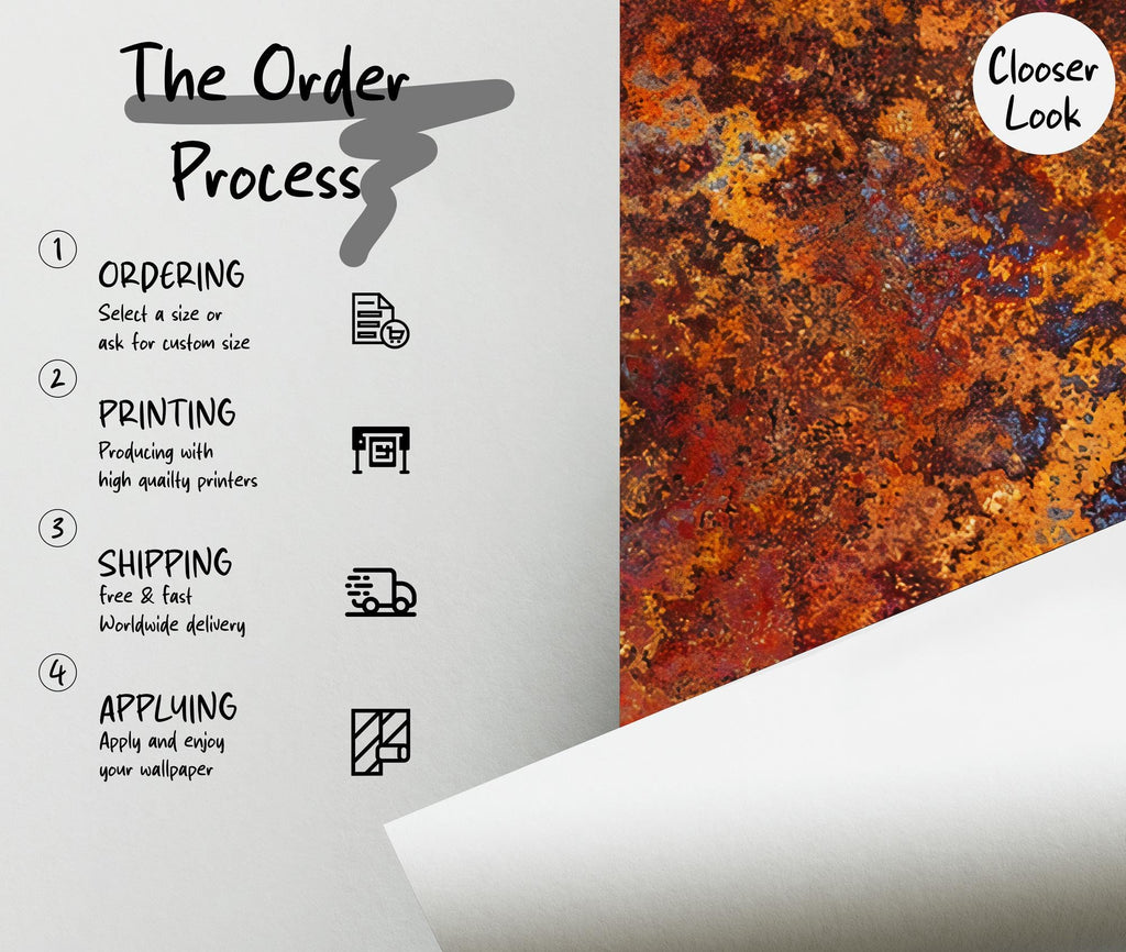 Copper Tones Concrete Wallpaper: Rusty Look, Peel and Stick - View 5