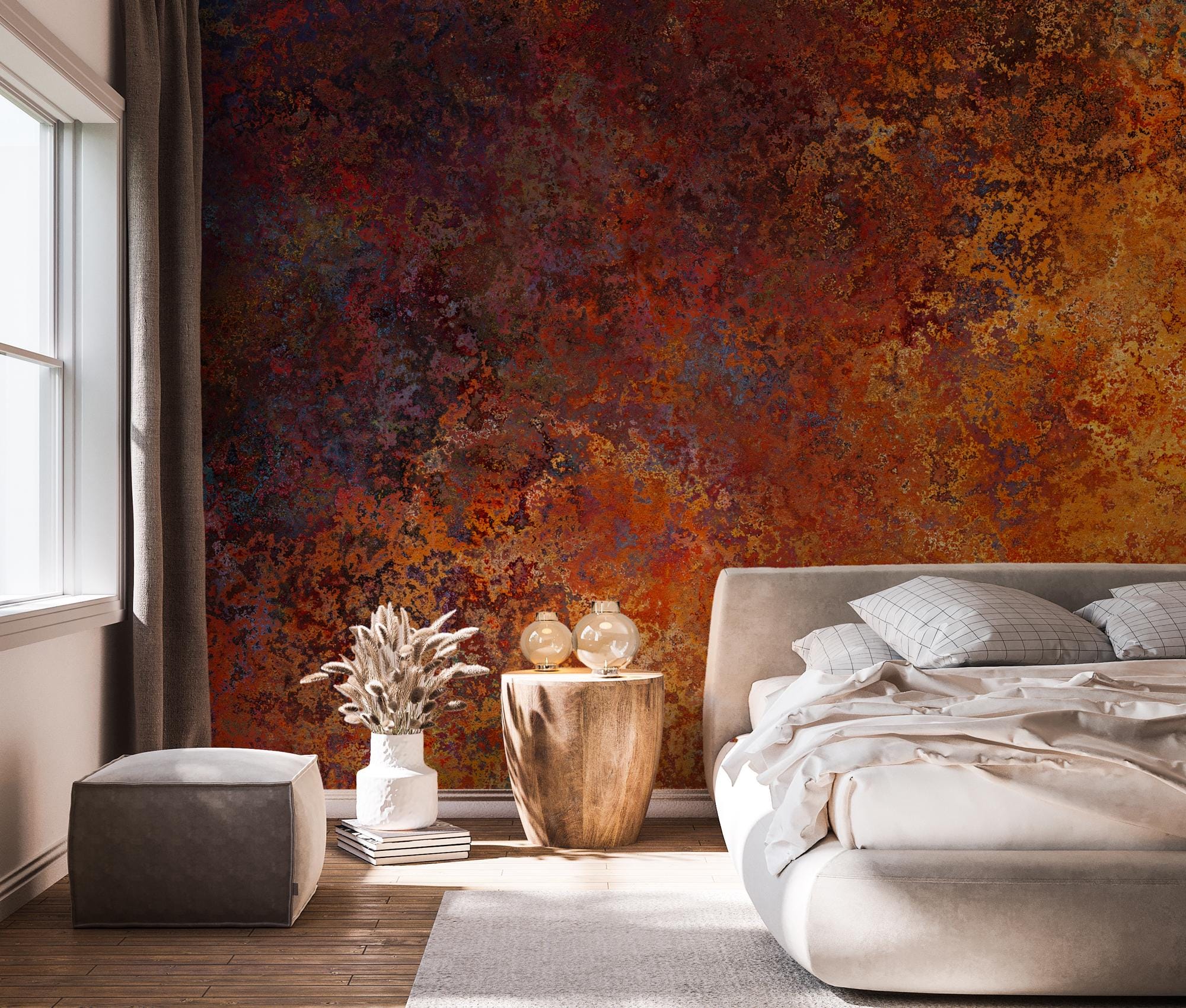 Copper Tones Concrete Wallpaper: Rusty Look, Peel and Stick - View 2